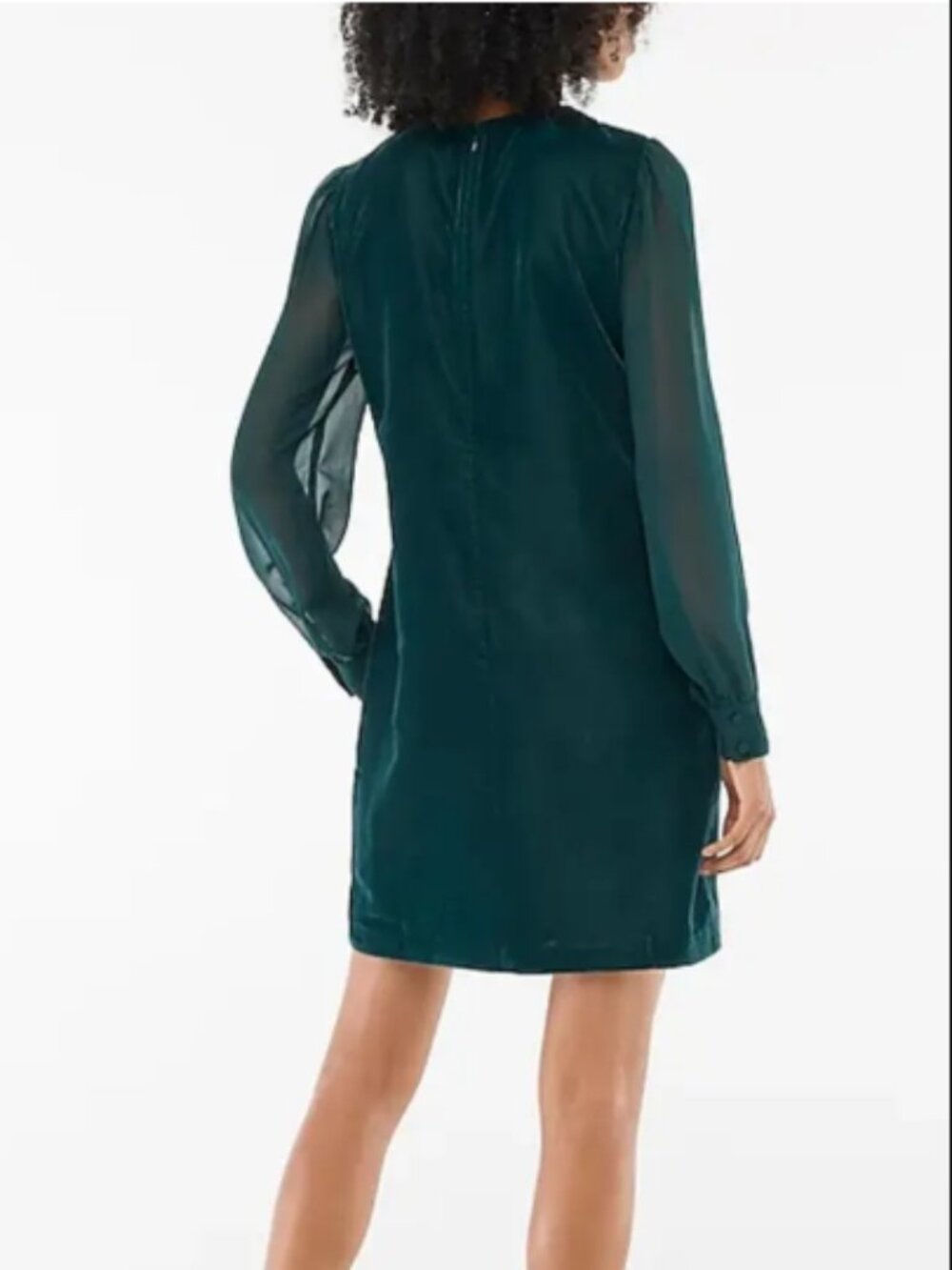 J. Crew Dark Green Velvet Midi Dress Long Sleeve - Picture 5 of 14